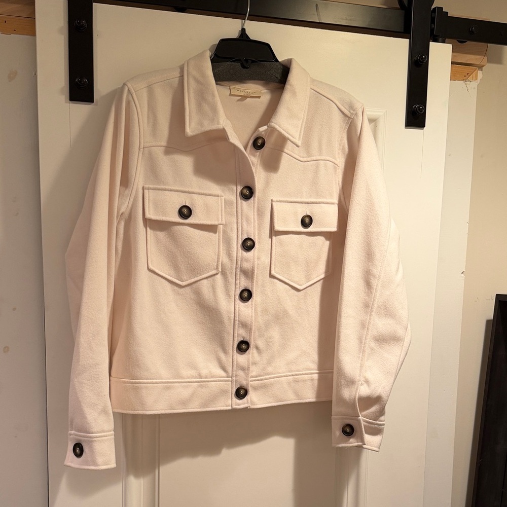 Women's Cream Button-Up wool Jacket